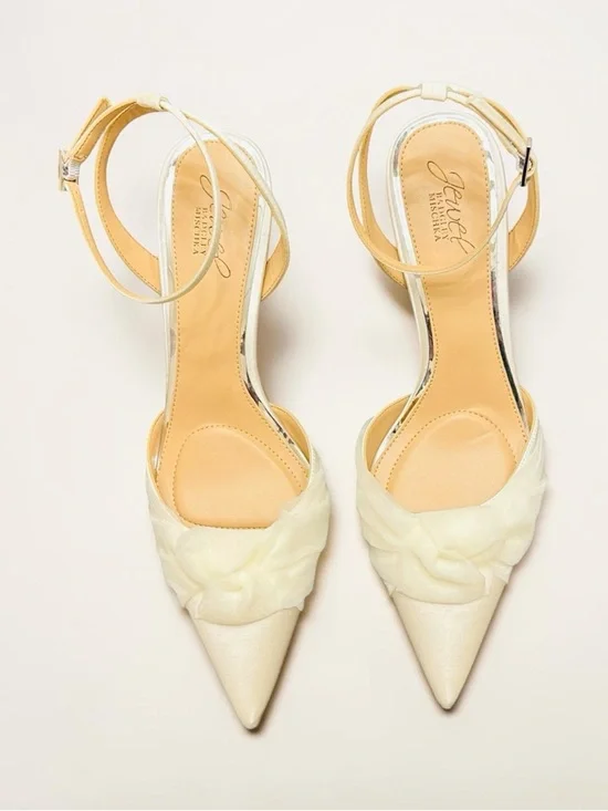 Jewel Badgley Mischka Federica Satin Knot Stiletto Pumps Women’s 9M - Picture 4 of 12